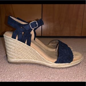 SONOMA Navy Blue Twine Wedge Platform Sandals!